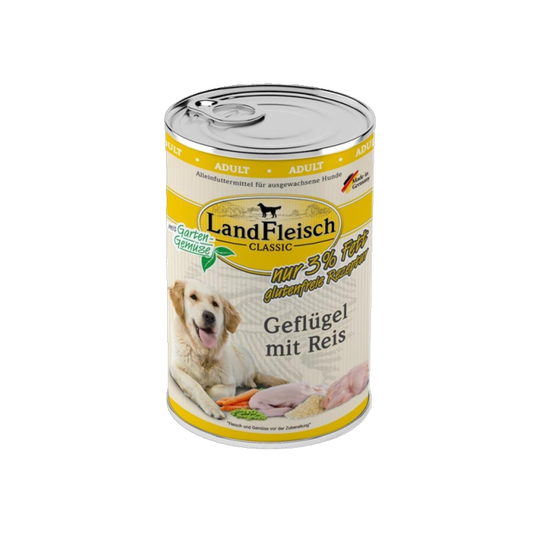 LandFleisch Dog Classic – Geflügel mit Reis & Gartengemüse extra mager