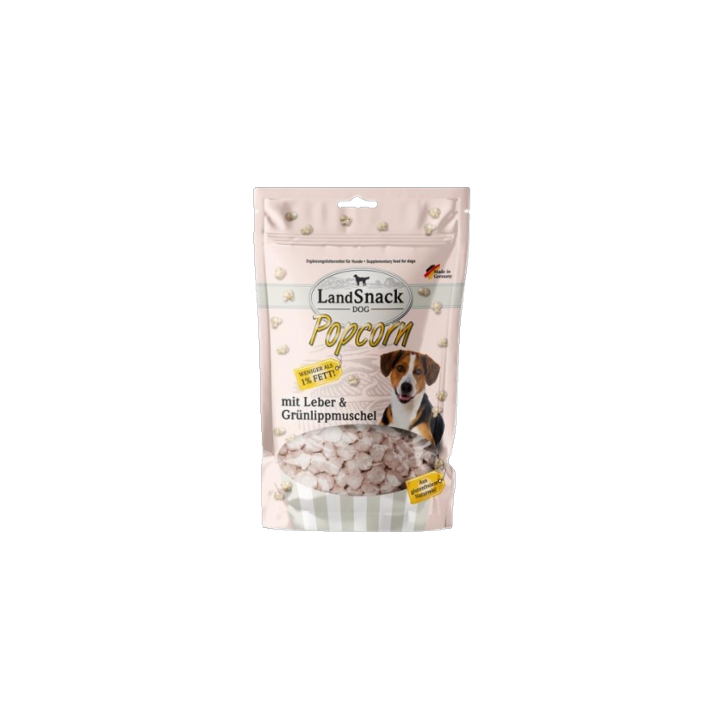 LandSnack Popcorn für Hunde – Lebergeschmack mit Grünlippmuschel, fettarm & glutenfrei