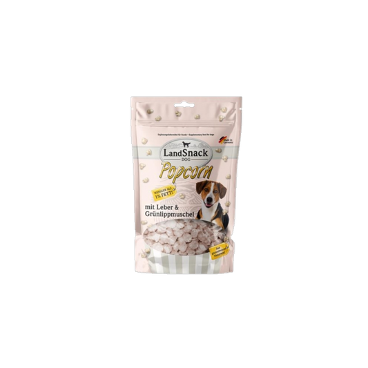 LandSnack Popcorn für Hunde – Lebergeschmack mit Grünlippmuschel, fettarm & glutenfrei