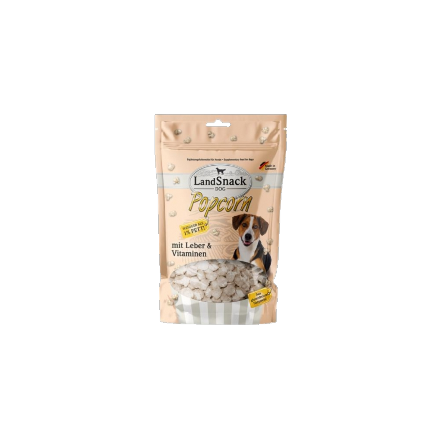LandSnack Popcorn für Hunde – Lebergeschmack mit Vitamine, fettarm & glutenfrei