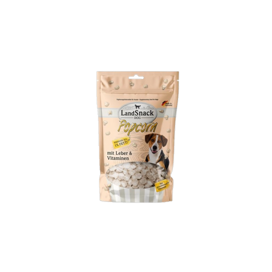LandSnack Popcorn für Hunde – Lebergeschmack mit Vitamine, fettarm & glutenfrei