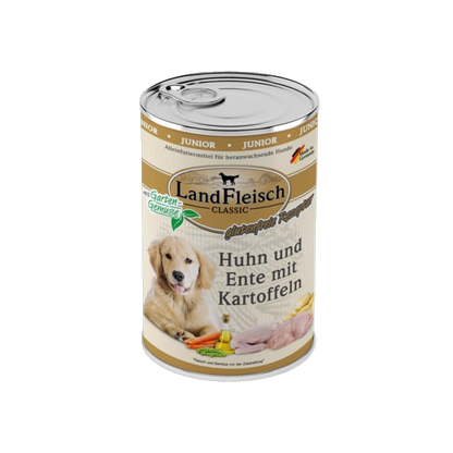 Landfleisch Dog Classic Junior – Huhn, Ente & Kartoffeln mit Gartengemüse