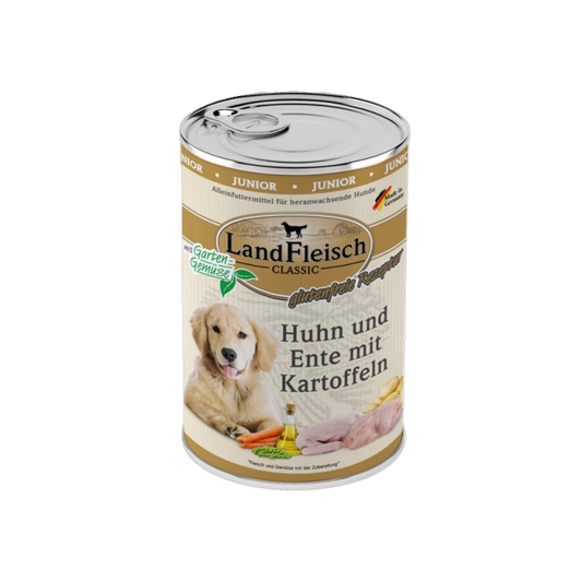Landfleisch Dog Classic Junior – Huhn, Ente & Kartoffeln mit Gartengemüse