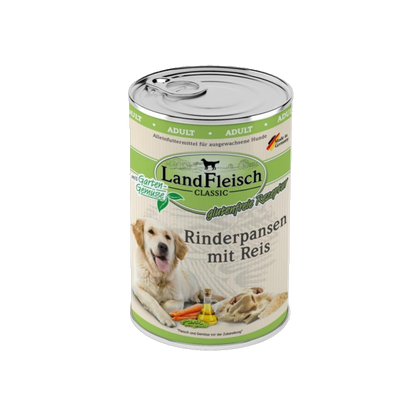 Landfleisch Dog Classic – Rinderpansen mit Reis & Gartengemüse