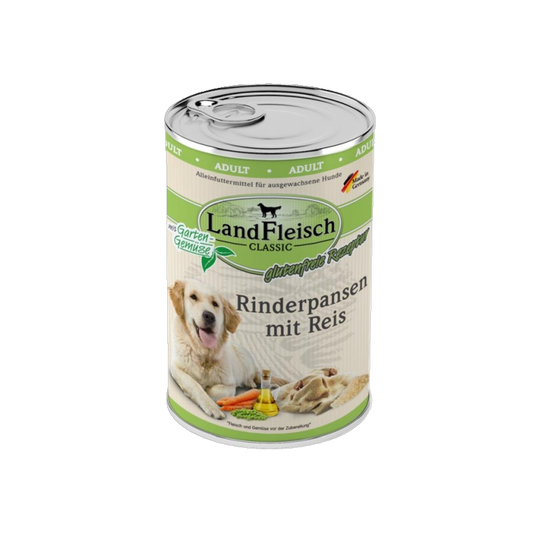 Landfleisch Dog Classic – Rinderpansen mit Reis & Gartengemüse