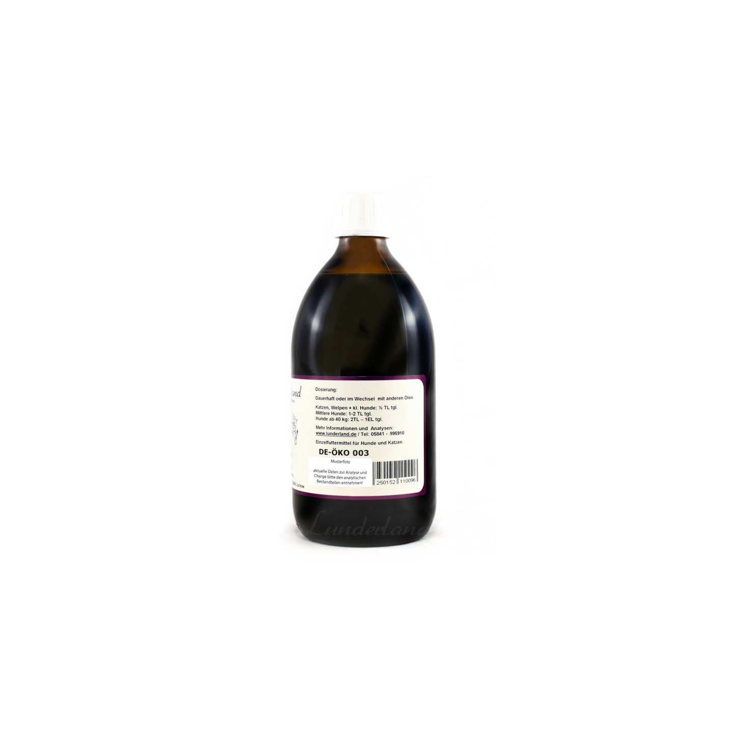 Lunderland Bio-Hanföl – 100 % kaltgepresstes Bio-Hanföl für Hunde & Katzen, ohne Zusätze