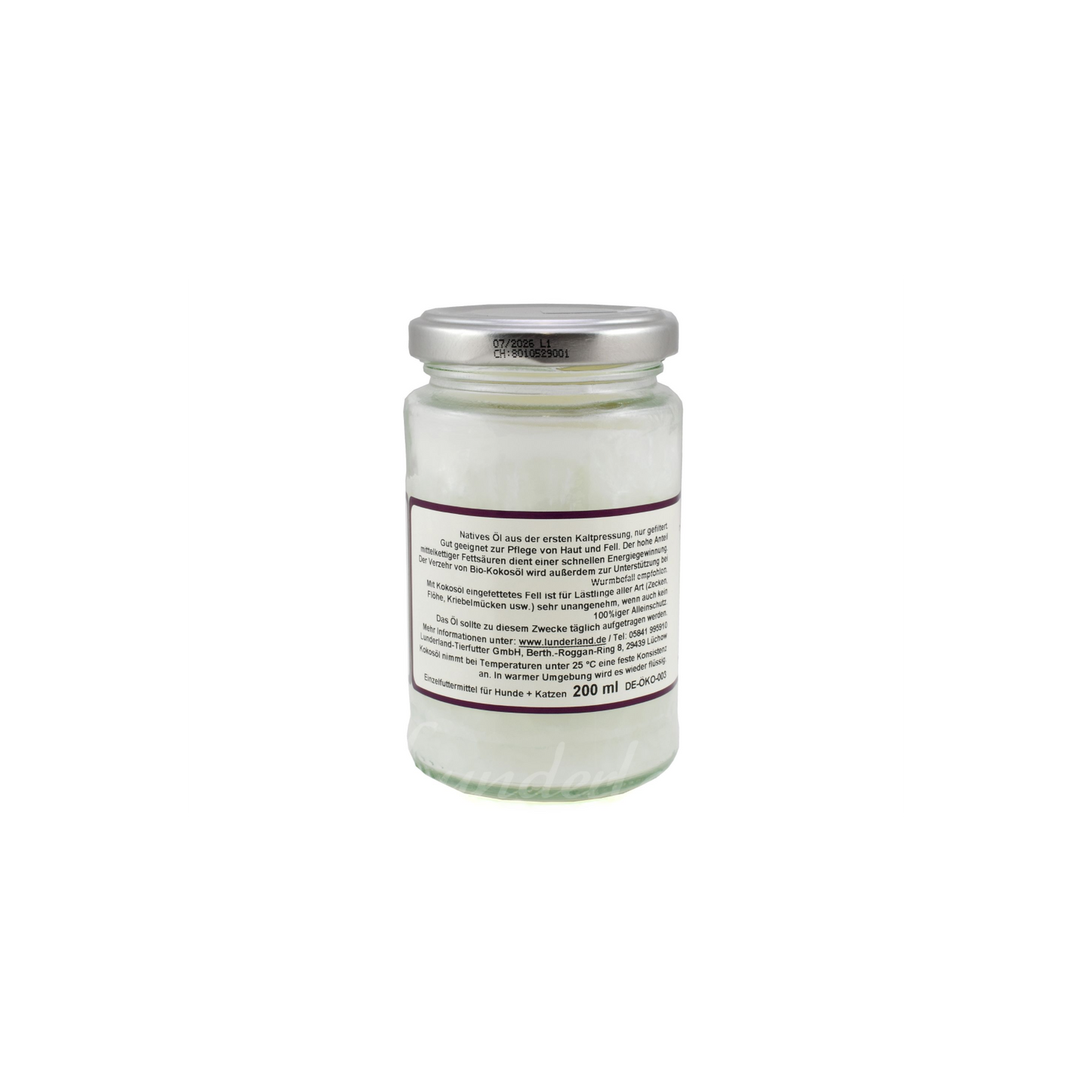 Lunderland Bio-Kokosöl – natürliche Pflege & Energiequelle für Hund und Katze