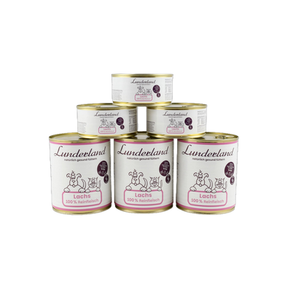 Lunderland Reinfleisch-Dose Lachs – 100 % Single-Protein aus Lachsfilet mit Haut