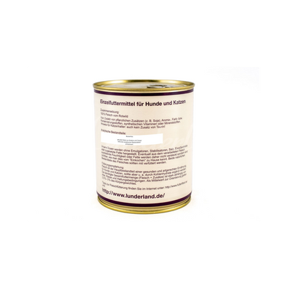 Lunderland Reinfleisch-Dose Wildfleisch – 100 % Rot-/Damwild, naturrein & hoch verträglich
