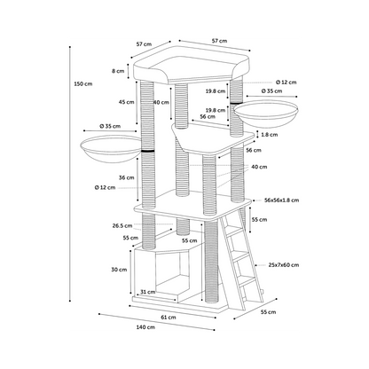 Luxus Eck-Kratzbaum Babel – Platzsparendes Design mit viel Spielspaß