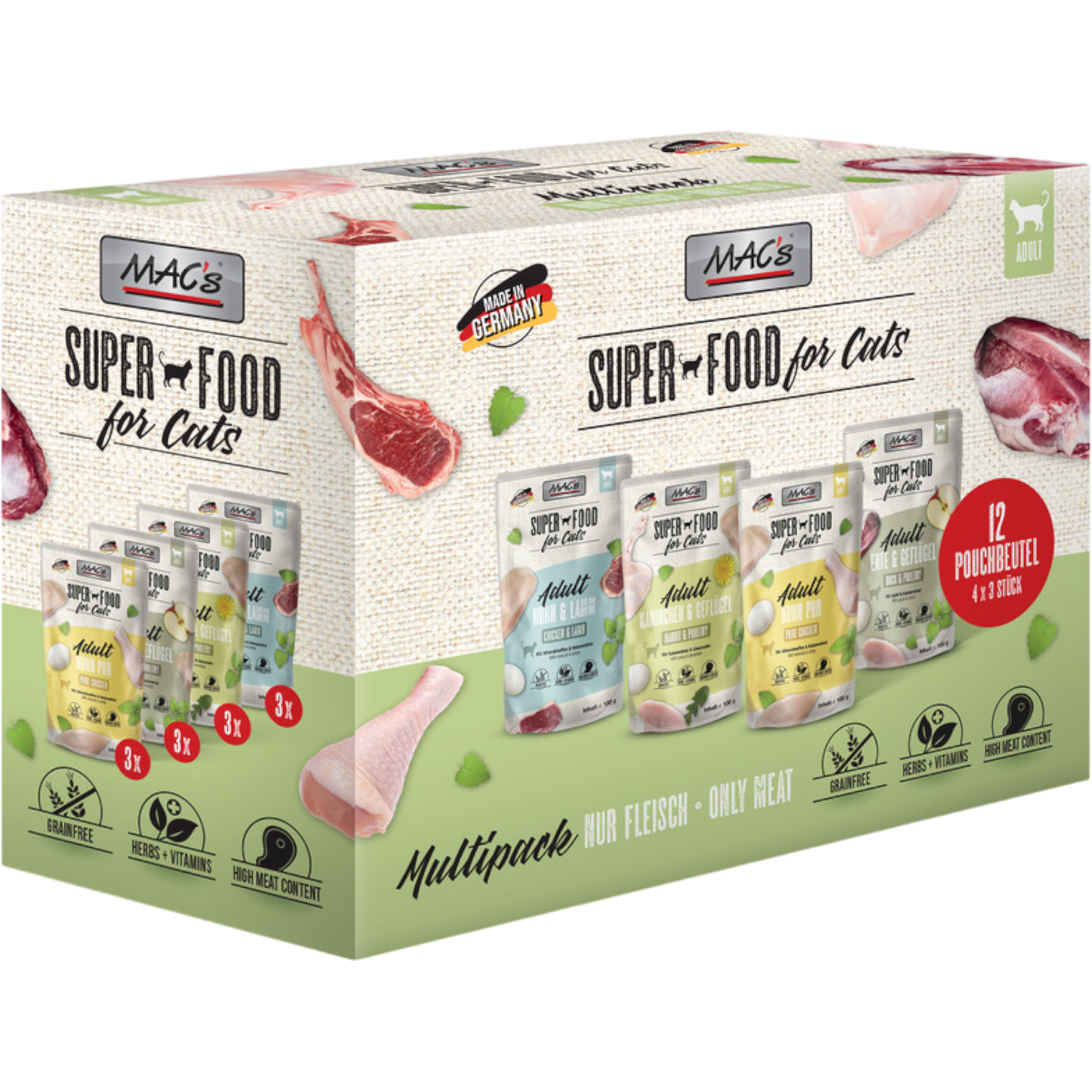 MAC’s Cat – Frischebeutel Multipack Nur Fleisch 12 × 100g