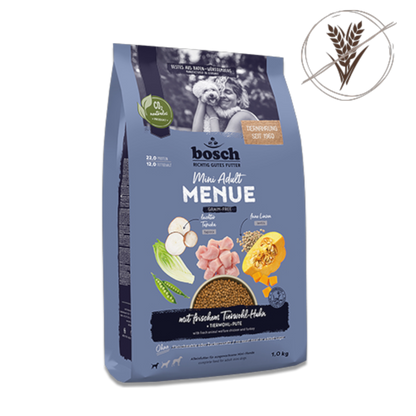 bosch MENUE Mini Adult – Getreidefreies Knuspermenü mit frischem Tierwohl-Huhn