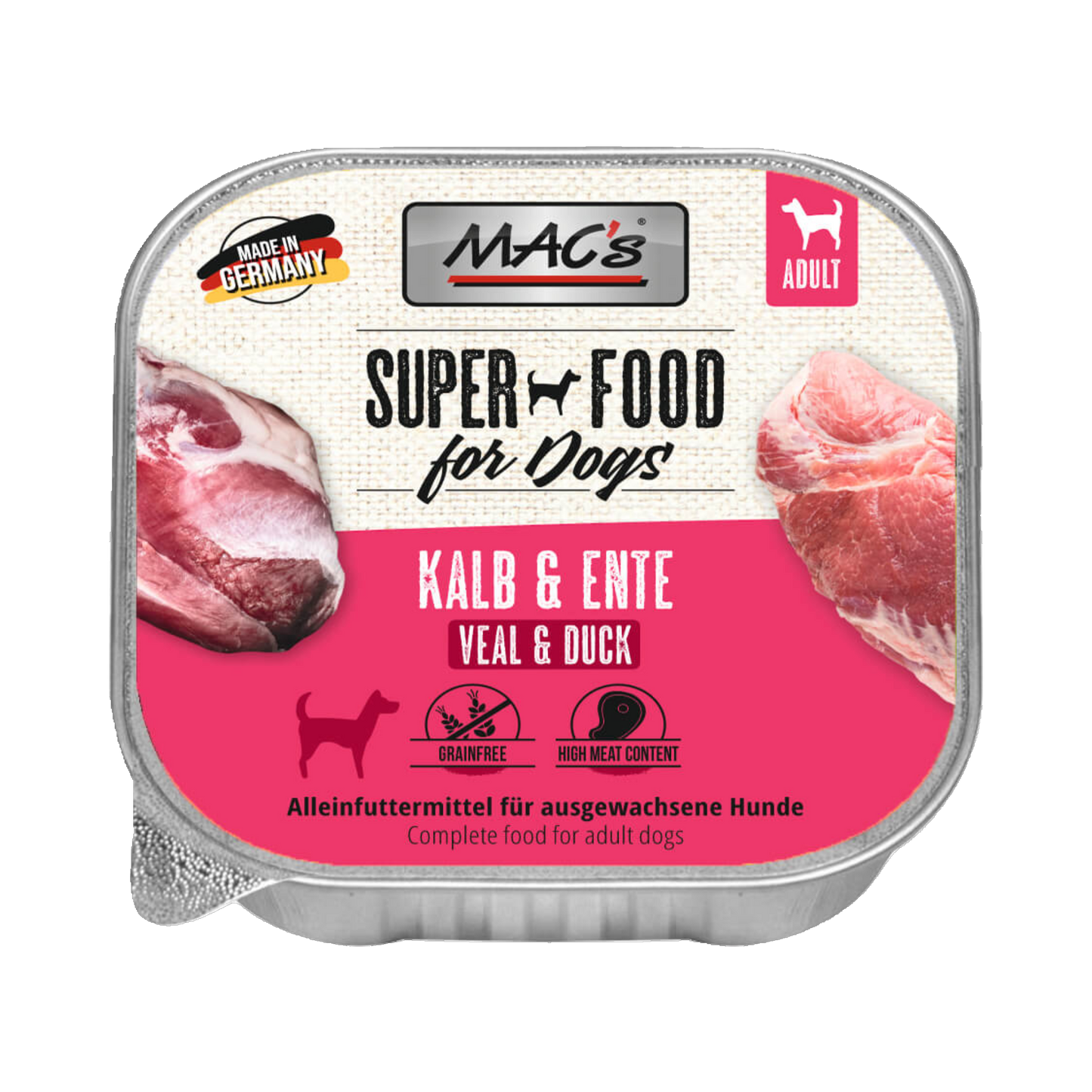 Mac’s Dog Kalb & Ente – Getreidefreie Vollnahrung mit zwei zarten Fleischsorten