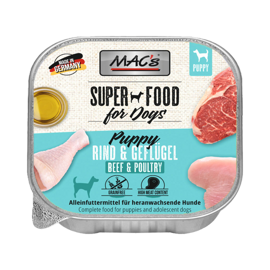 Mac’s Dog Puppy Rind & Geflügel – Für ein gesundes Wachstum mit extra Fleischpower