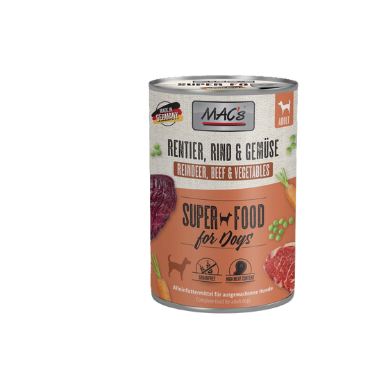 Mac’s Dog Rentier, Rind & Gemüse – Getreidefreie Vollnahrung mit Wildaroma