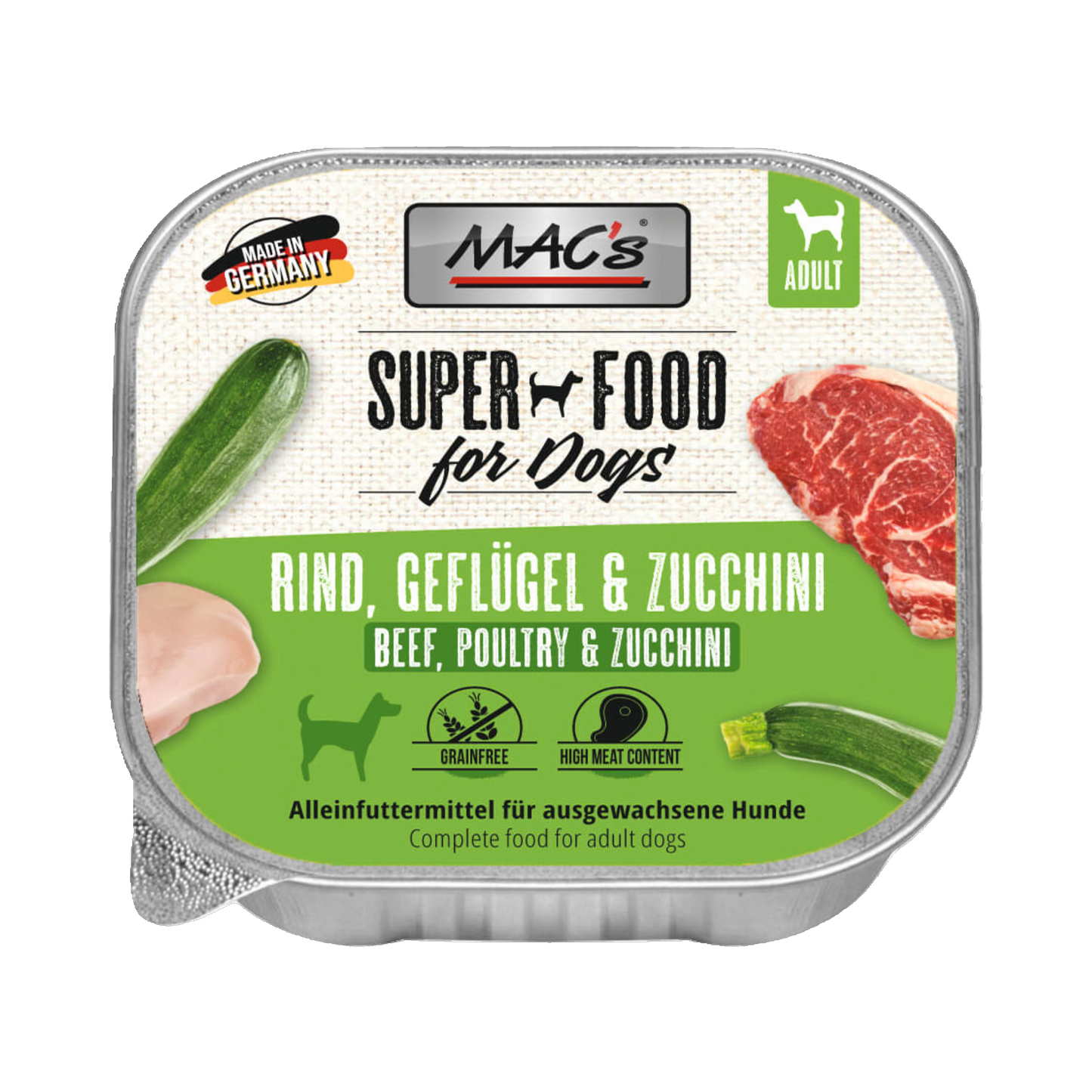 Mac’s Dog Rind & Geflügel mit Zucchini – Abwechslungsreiche Fleischvielfalt mit leichter Gemüsekomponente