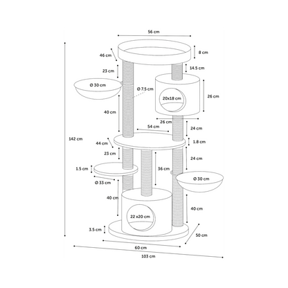 Mehrstöckiger Kratzbaum Inga – Der ideale Abenteuerspielplatz für Katzen