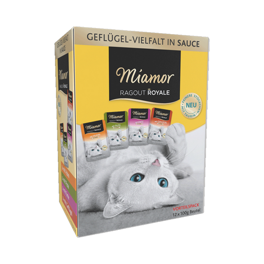 Miamor Ragout Royale in Sauce – Multibox Adult Huhn, Ente, Geflügel & Pute (12 x 100g)