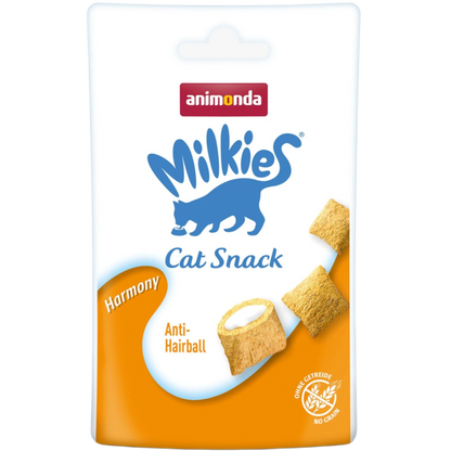 Milkies Adult Milchsnack Harmony – Knusperkissen mit Anti-Hairball-Effekt für eine glückliche Katze