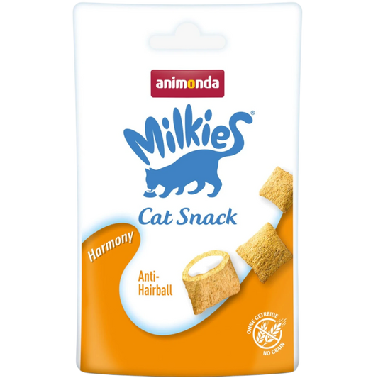 Milkies Adult Milchsnack Harmony – Knusperkissen mit Anti-Hairball-Effekt für eine glückliche Katze