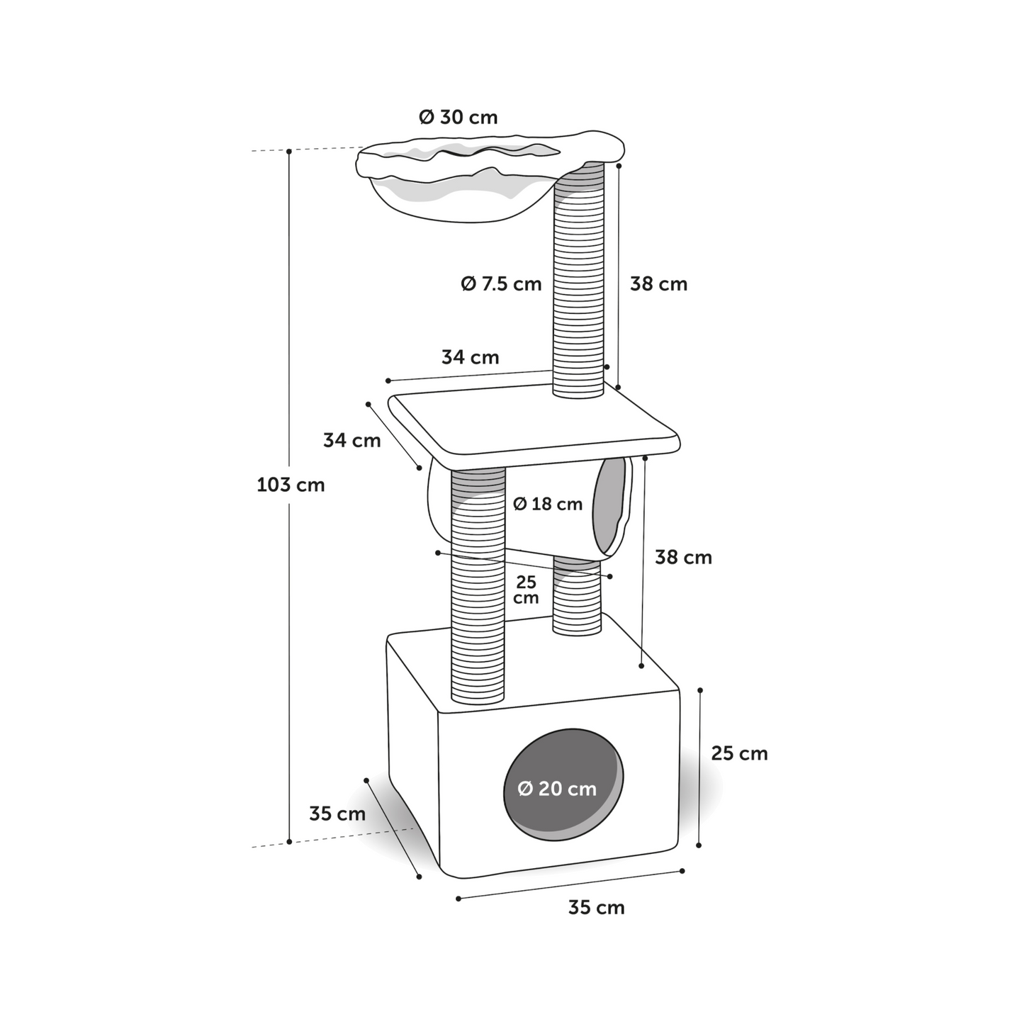 Minimalistischer Kratzbaum Gulf – Stilvolles Design für moderne Haushalte