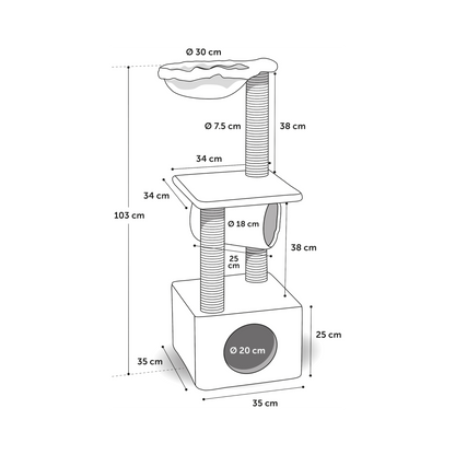 Minimalistischer Kratzbaum Gulf – Stilvolles Design für moderne Haushalte