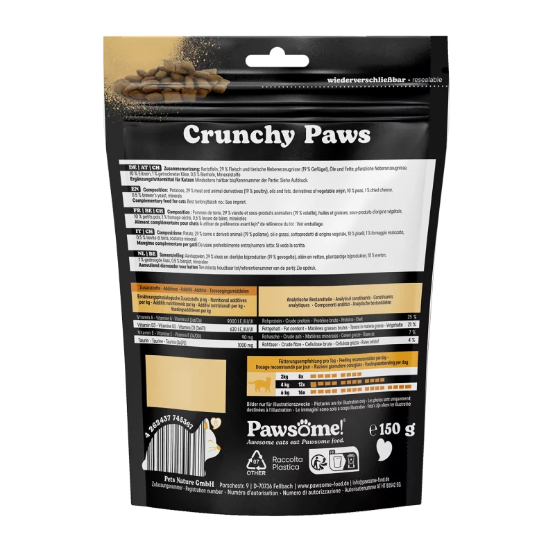 Pawsome Cat - Crunchy Paws mit Geflügel & Käse