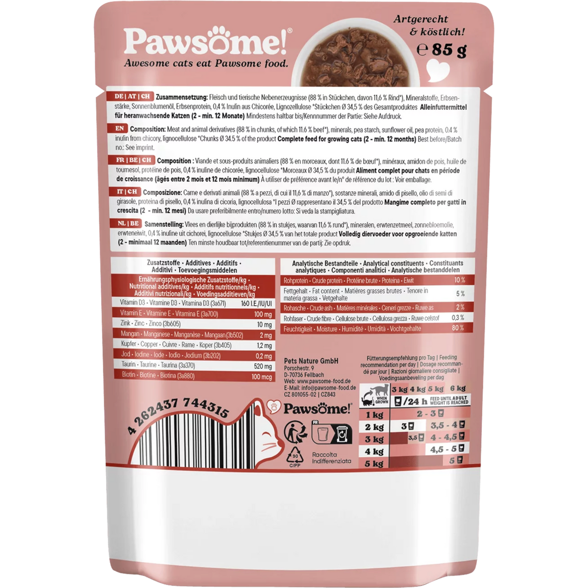 Pawsome Cat - Multipack Kitten mit Rind & Pute