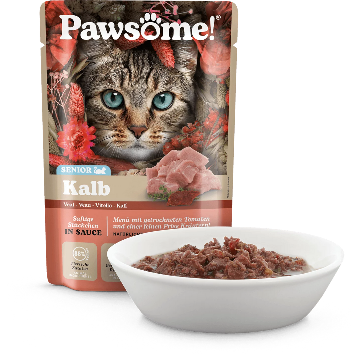 Pawsome Cat - Frischebeutel Senior mit Kalb