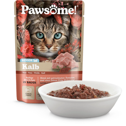 Pawsome Cat - Frischebeutel Senior mit Kalb