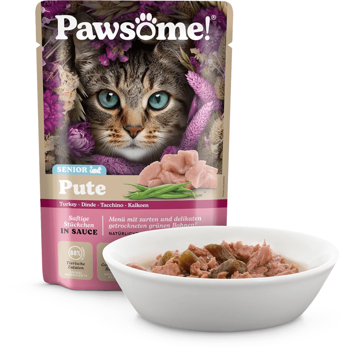 Pawsome Cat - Frischebeutel Senior mit Pute