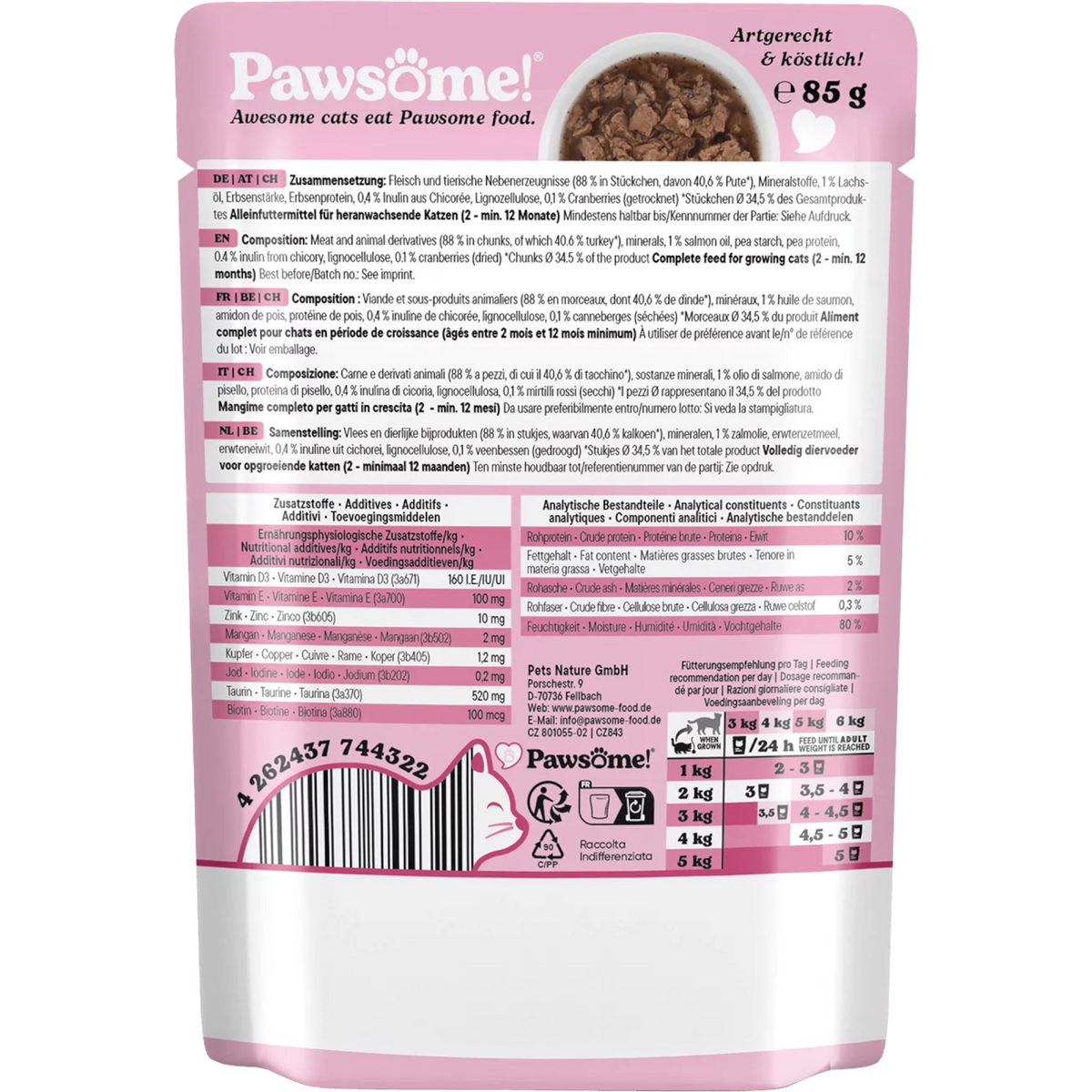 Pawsome Cat - Frischebeutel Senior mit Pute