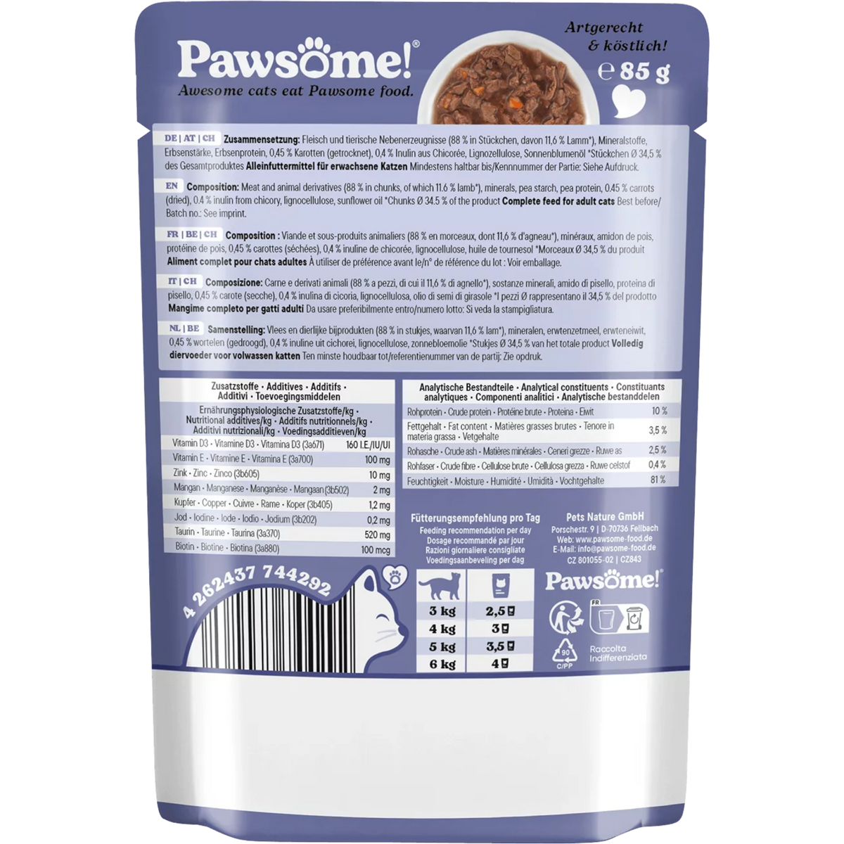 Pawsome Cat - Frischebeutel mit Lamm