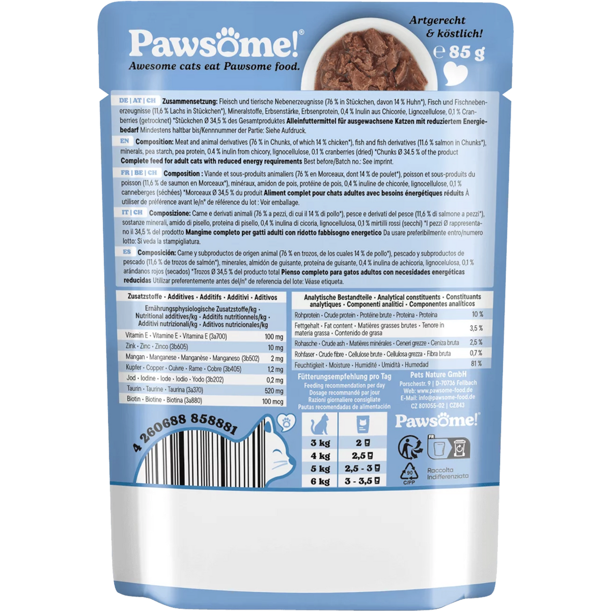Pawsome Cat - Frischebeutel mit Light Lachs