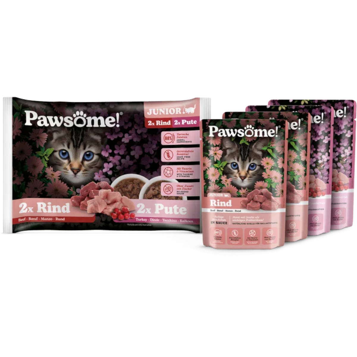 Pawsome Cat - Multipack Kitten mit Rind & Pute