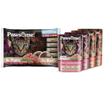 Pawsome Cat - Multipack Senior mit Kalb & Pute