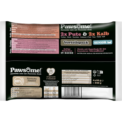 Pawsome Cat - Multipack Senior mit Kalb & Pute