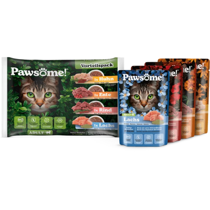 Pawsome Cat - Multipack mit Huhn, Ente, Rind & Lachs