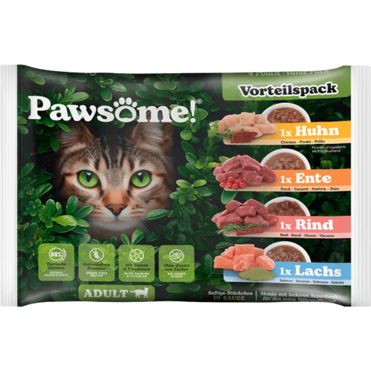 Pawsome Cat - Multipack mit Huhn, Ente, Rind & Lachs