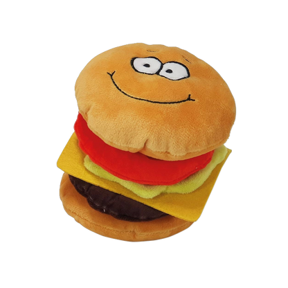 Plüschspielzeug „Happy Food“ Cheeseburger – Interaktiver Spielspaß mit Gummizug