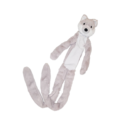 Plüschtier „Long“ Wolf – Extra langer Spielspaß mit Quietscher, Knisterkörper & Seil