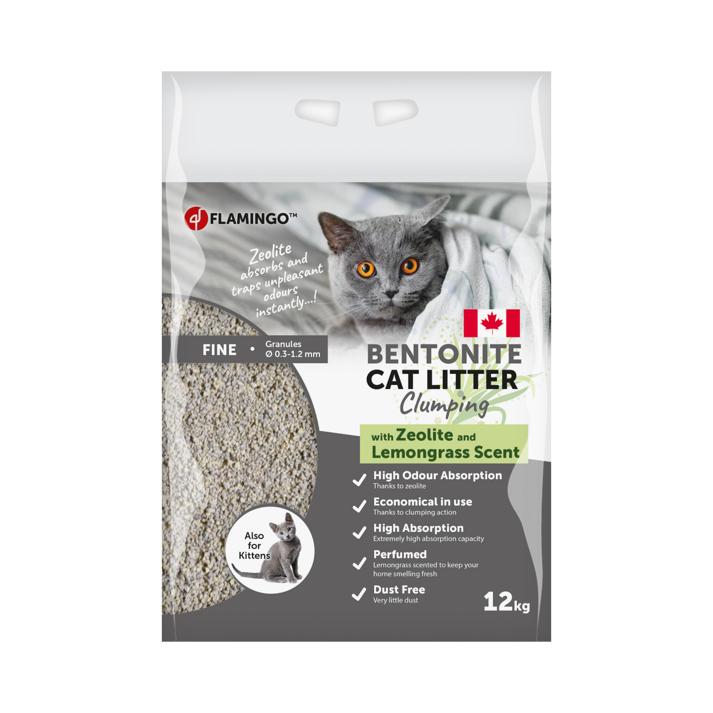 Premium Katzenstreu mit grünem Zeolith & Zitronengrasduft – Natürliche Frische & Hygiene - Feine Körner Klumpend