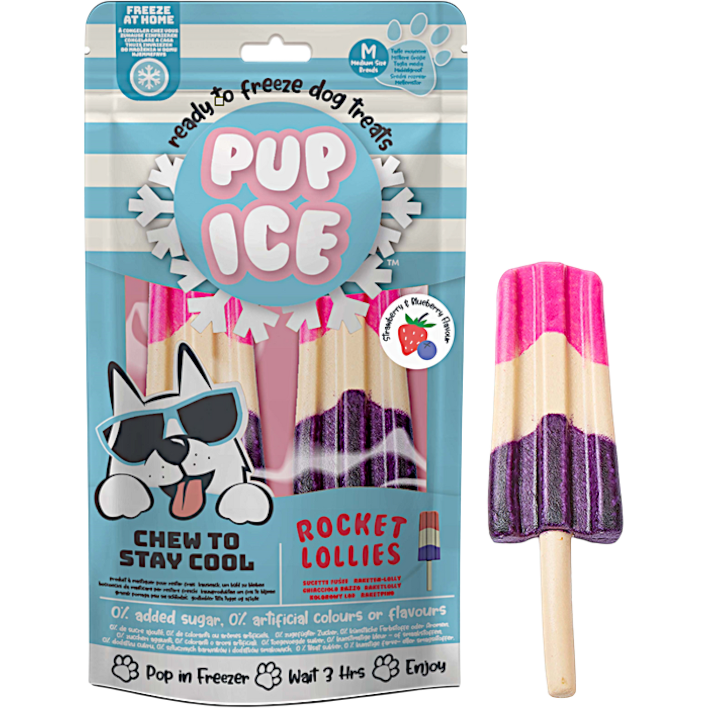 Pup Ice - Raketen-Eislutscher Erdbeere-Heidelbeere