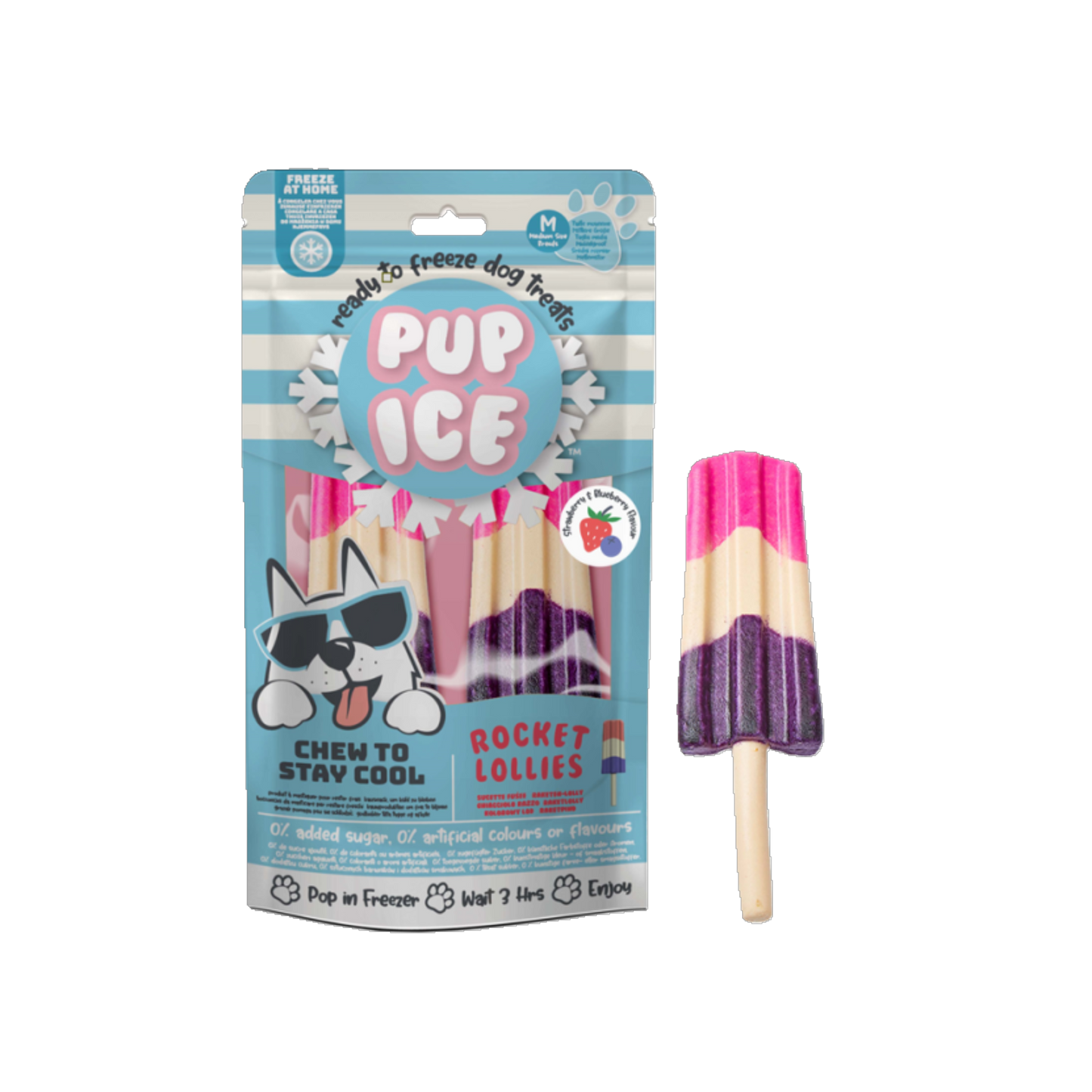Pup Ice Rocket Lollies Strawberry & Blueberry - Der coole Kausnack zum Einfrieren für Hunde