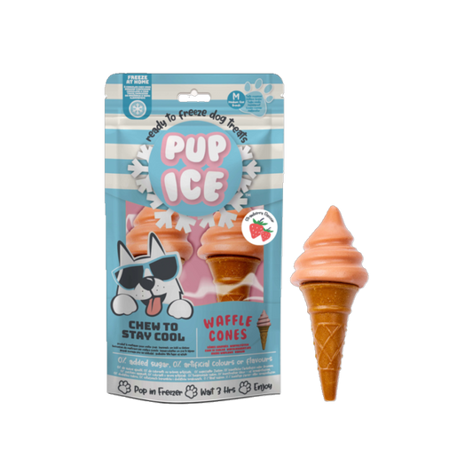 Pup Ice Waffle Cones Strawberry - Der coole Kausnack zum Einfrieren für Hunde
