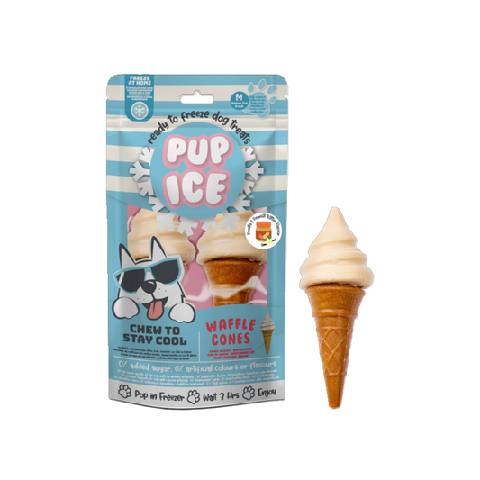 Pup Ice Waffle Cones Vanilla & Peanut Butter - Der coole Kausnack zum Einfrieren für Hunde