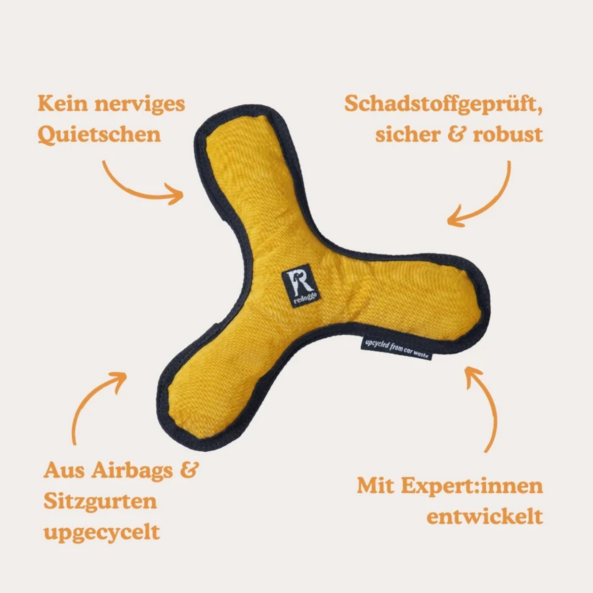 Redoggo Bumerang – Robustes Hundespielzeug aus Upcycling-Material