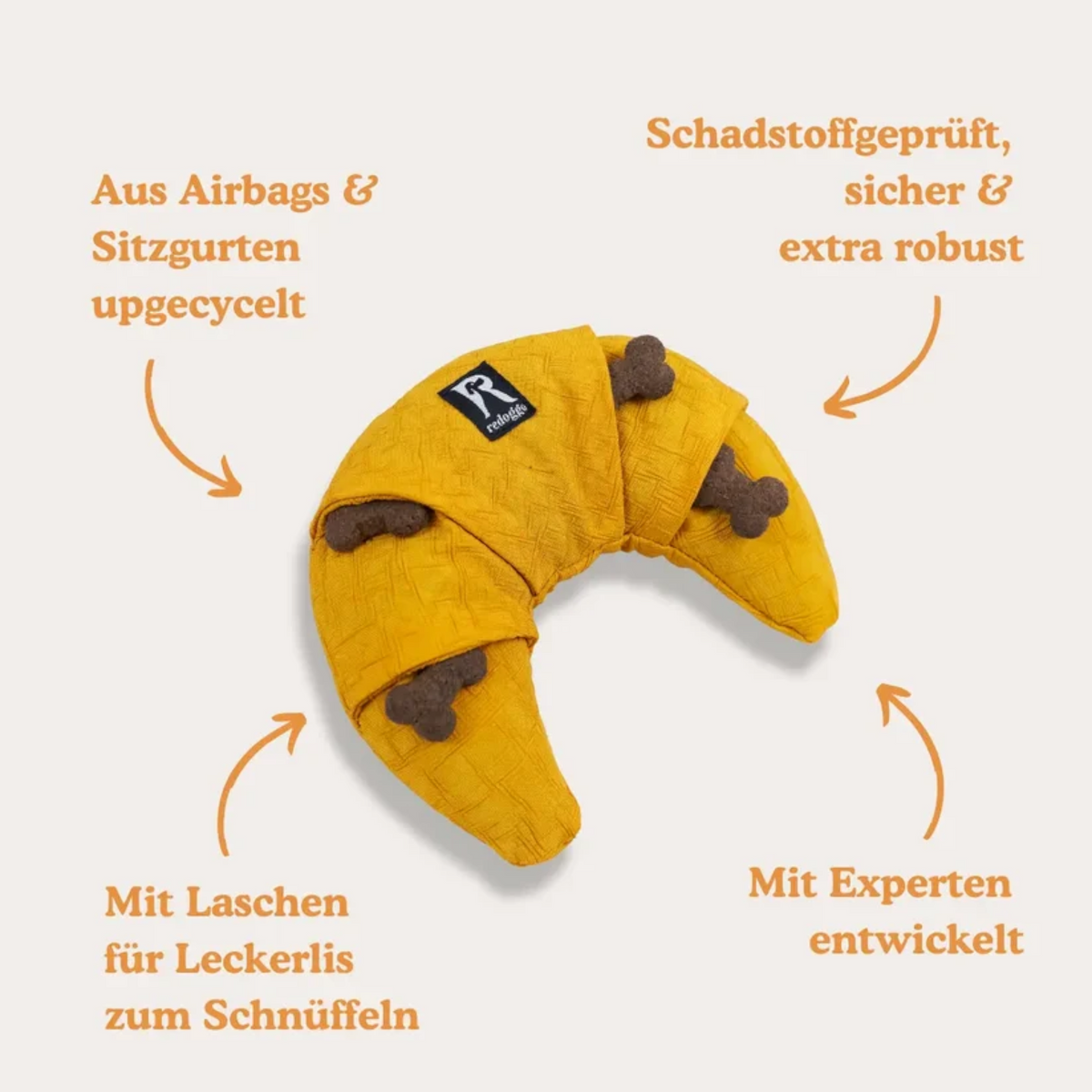 Redoggo Croissant – Interaktives Schnüffelspielzeug aus Upcycling-Material