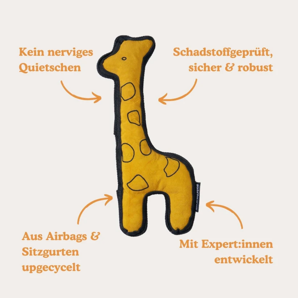 Redoggo Giraffe – Robustes Hundespielzeug aus Upcycling-Material