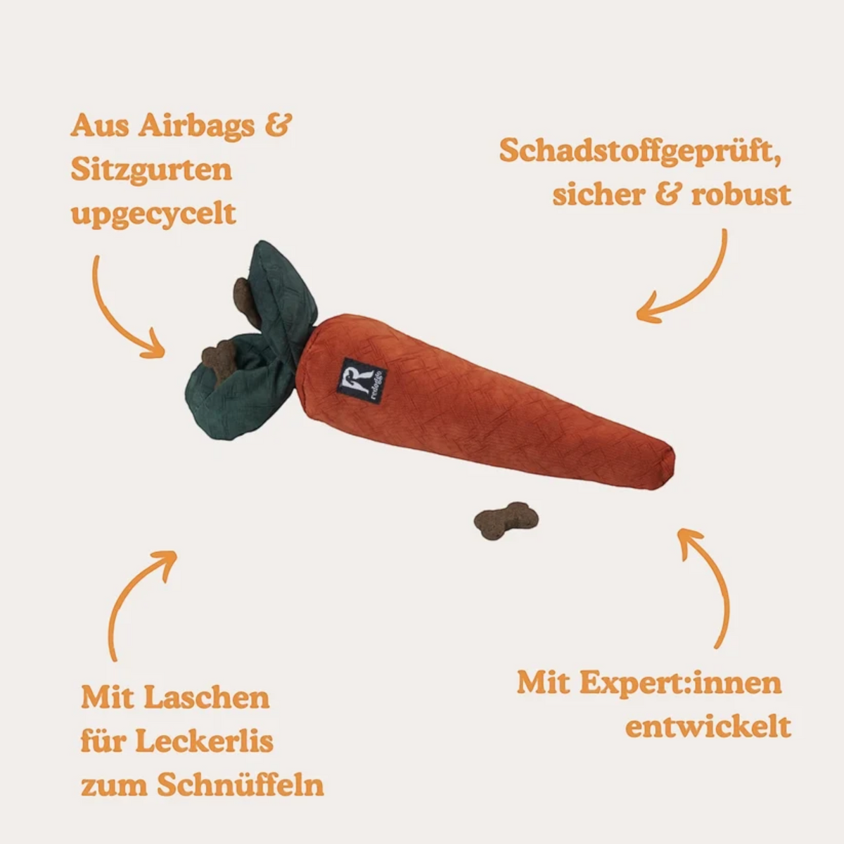 Redoggo Karotte – Interaktives Schnüffelspielzeug aus Upcycling-Material